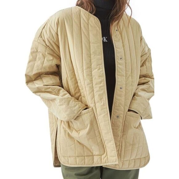 Calvin Klein Liner Jacket Khaki Quilted Winter Coat Outdoors Spring Preppy - Picture 3 of 15